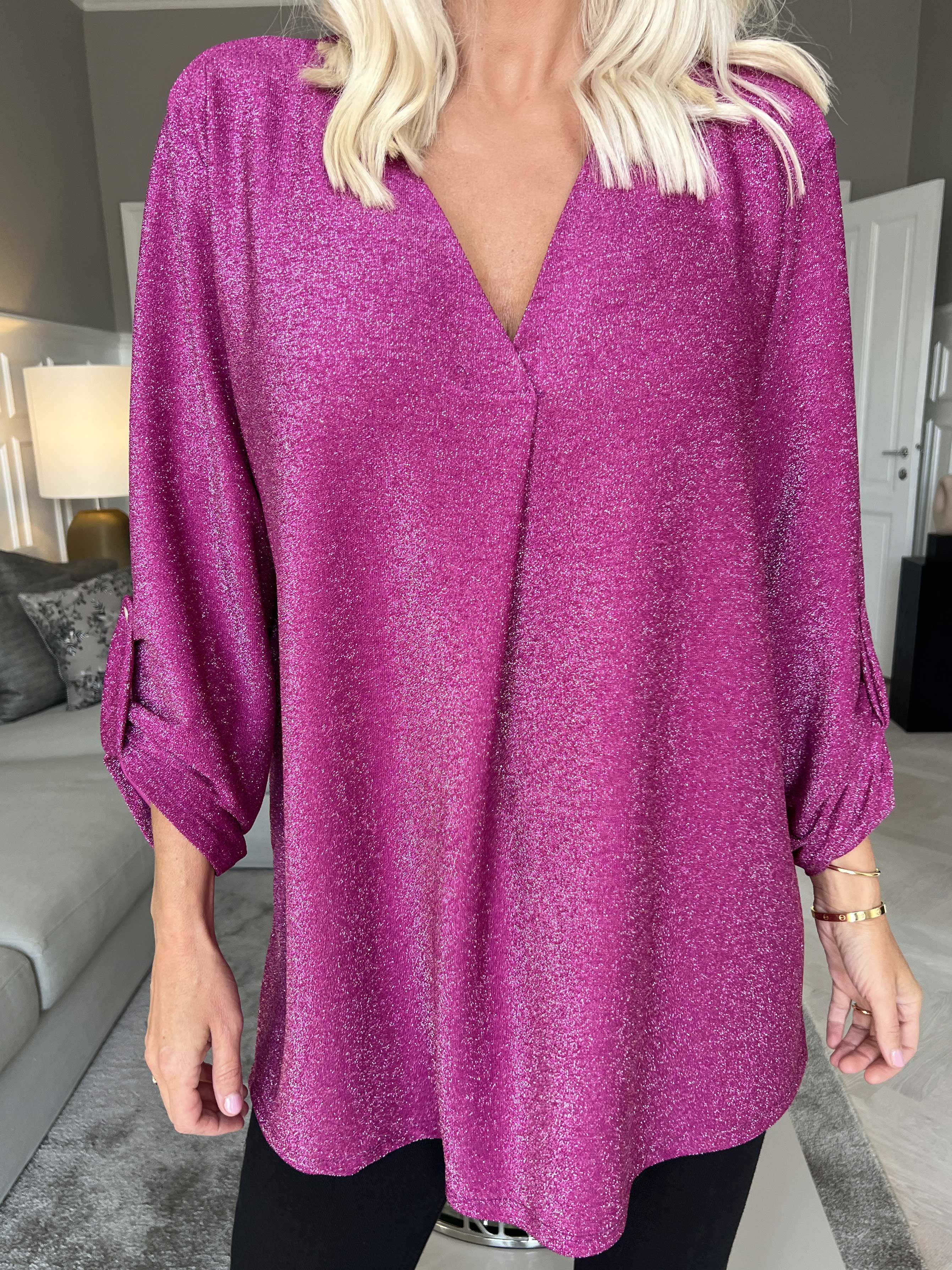 Larna Glitter - Tunika med glittertrådar och v-ringning